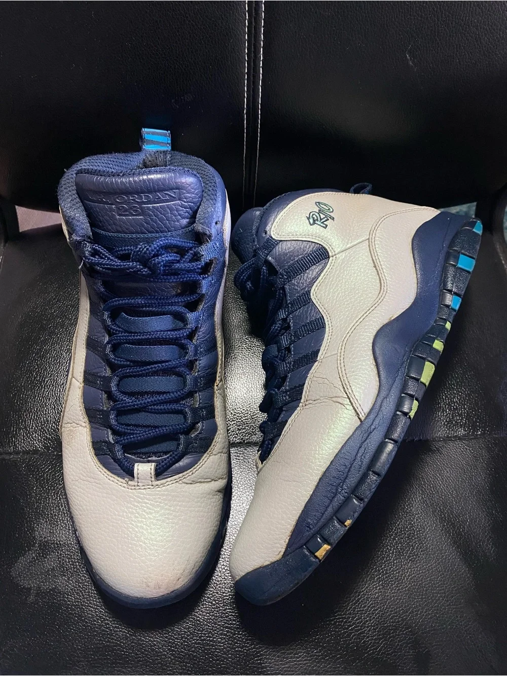 Air Jordan 10 Retro ‘Rio Navy and White Basketball Sneakers Size 11